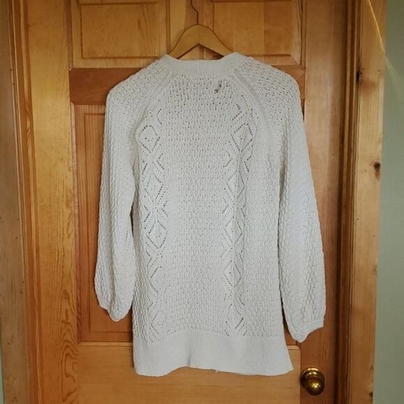 Zara Knit Sz. M Cream Knit Sweater Cardigan - Picture 4 of 11